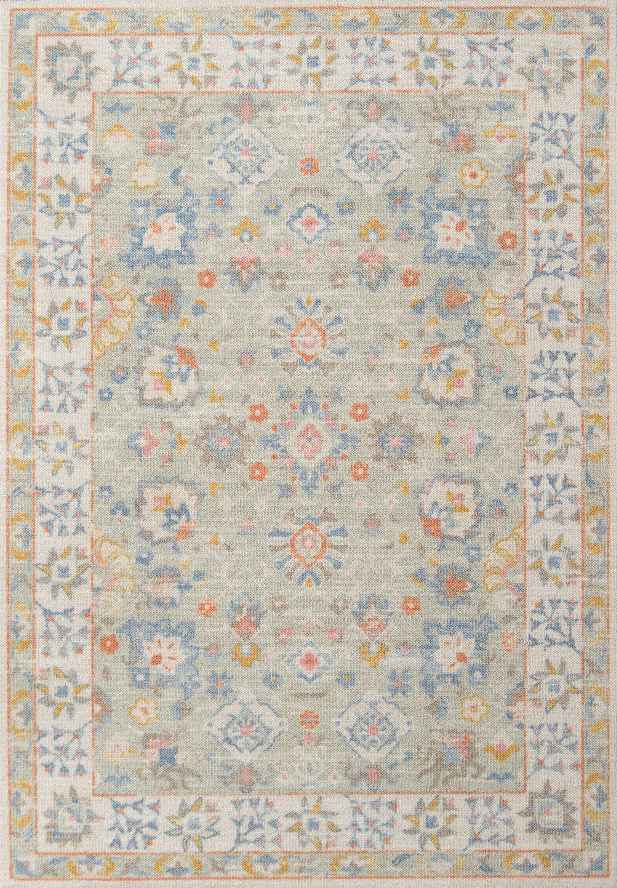 Momeni 9'9"x12'6" Anatolia Mae Medallion Machine Loomed Area Rug Light Blue: Wool & Nylon, Low Pile, Indoor Use