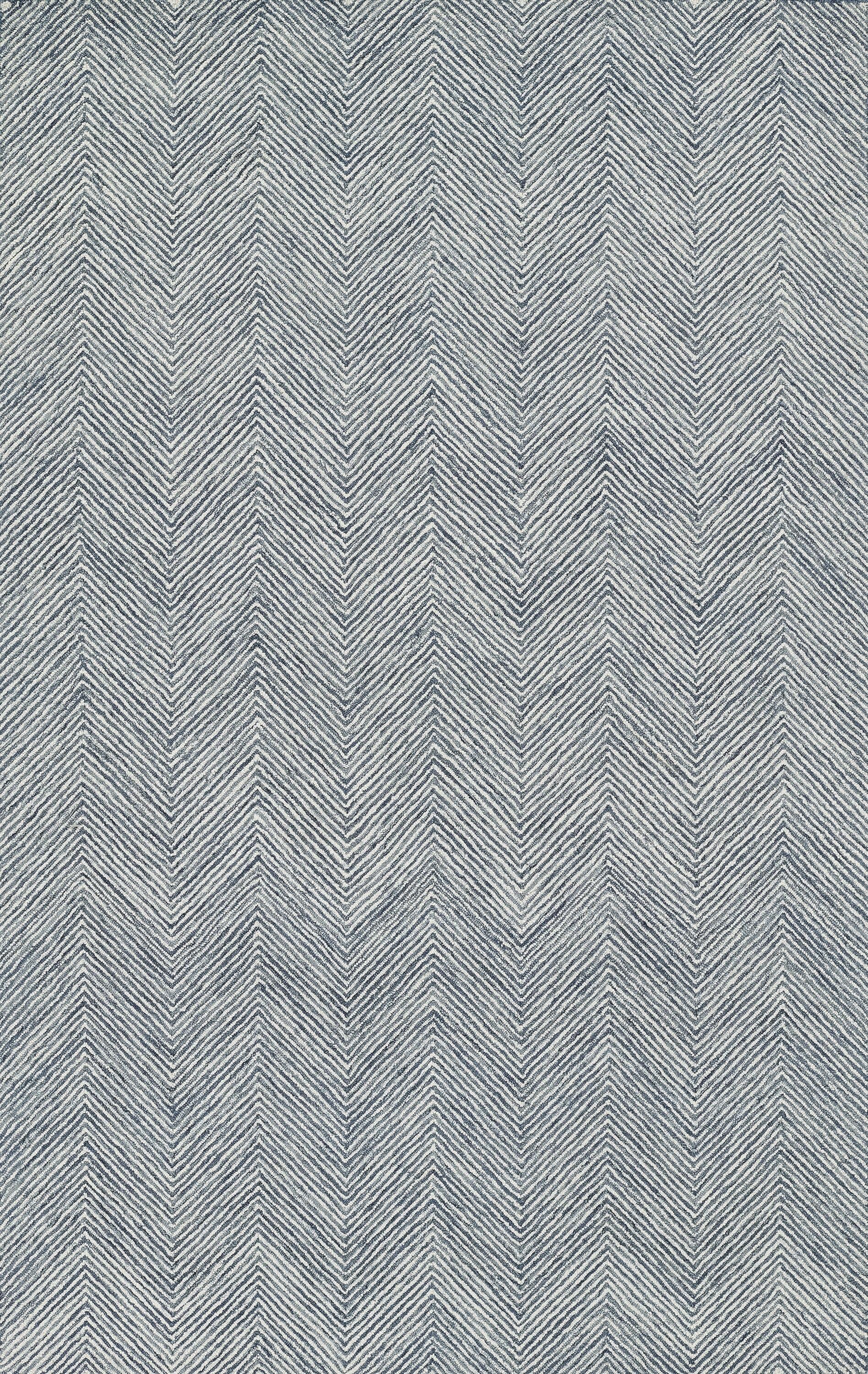 Momeni Charles Hand Tufted Wool Zig Zag Denim Area Rug 5' X 8'