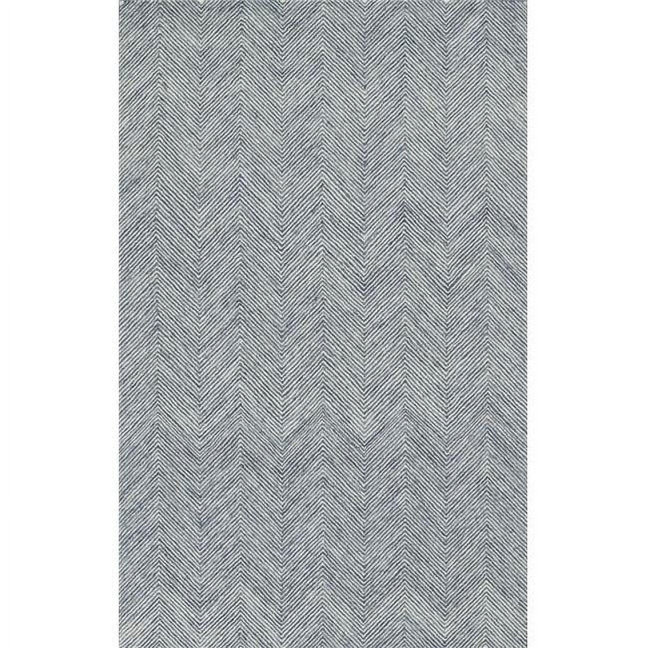 Momeni 8'x10' Charles Zig Zag Handtufted Area Rug Denim Blue: Wool, Cotton & Latex Backing, Low Pile, Indoor Use