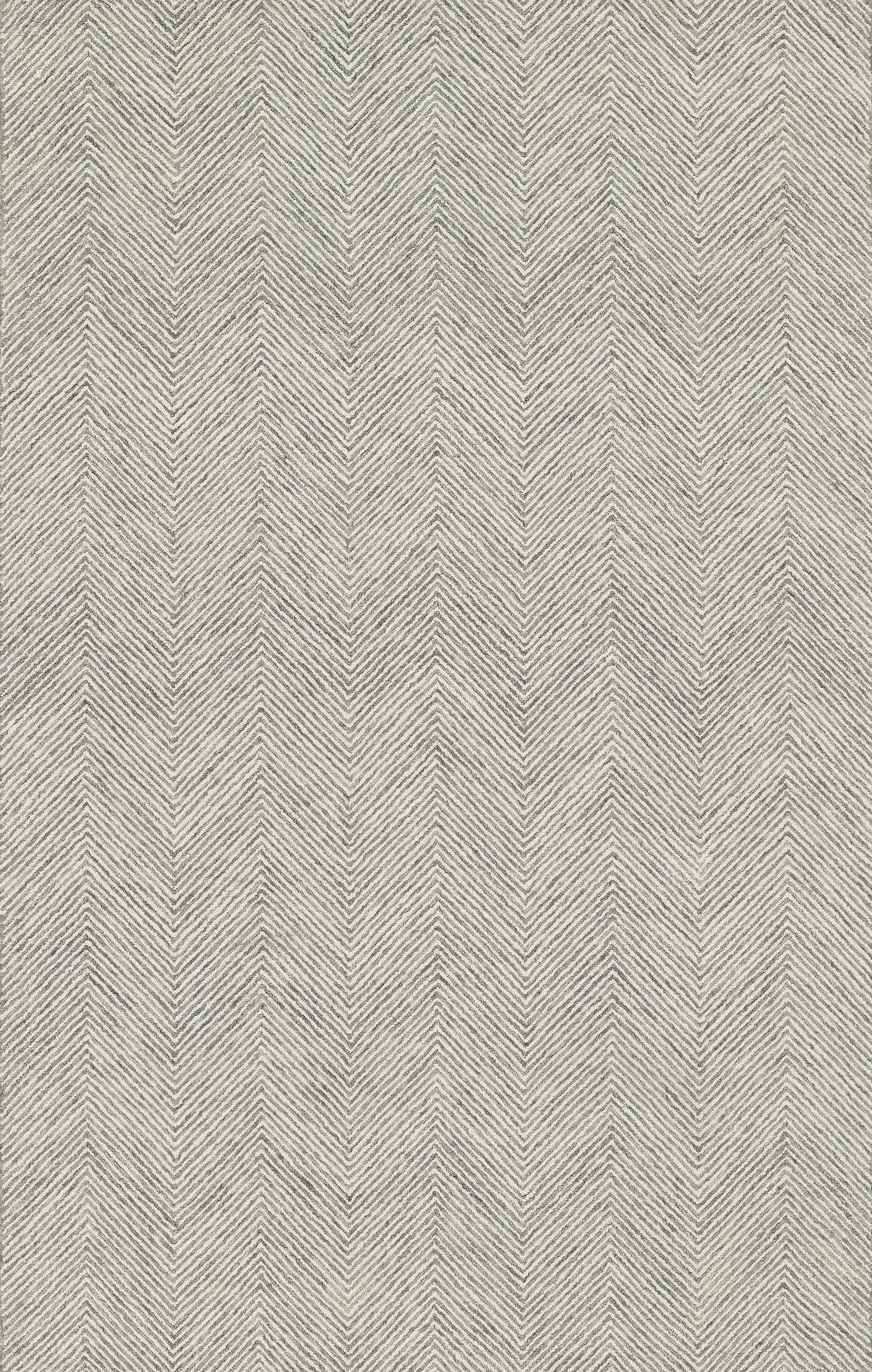 Momeni Charles Hand Tufted Wool Zig Zag Grey Area Rug 5' X 8'