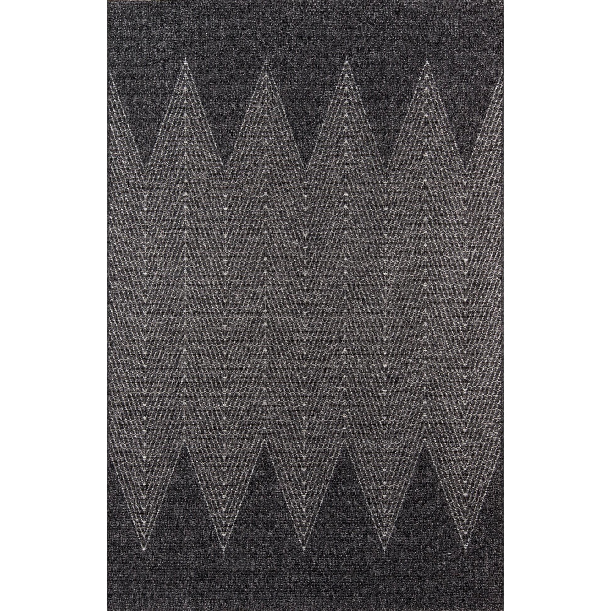 3'11"x5'7" Zig Zag Loomed Accent Rug Charcoal - Momeni: Contemporary Indoor/Outdoor Low Pile Area Rug