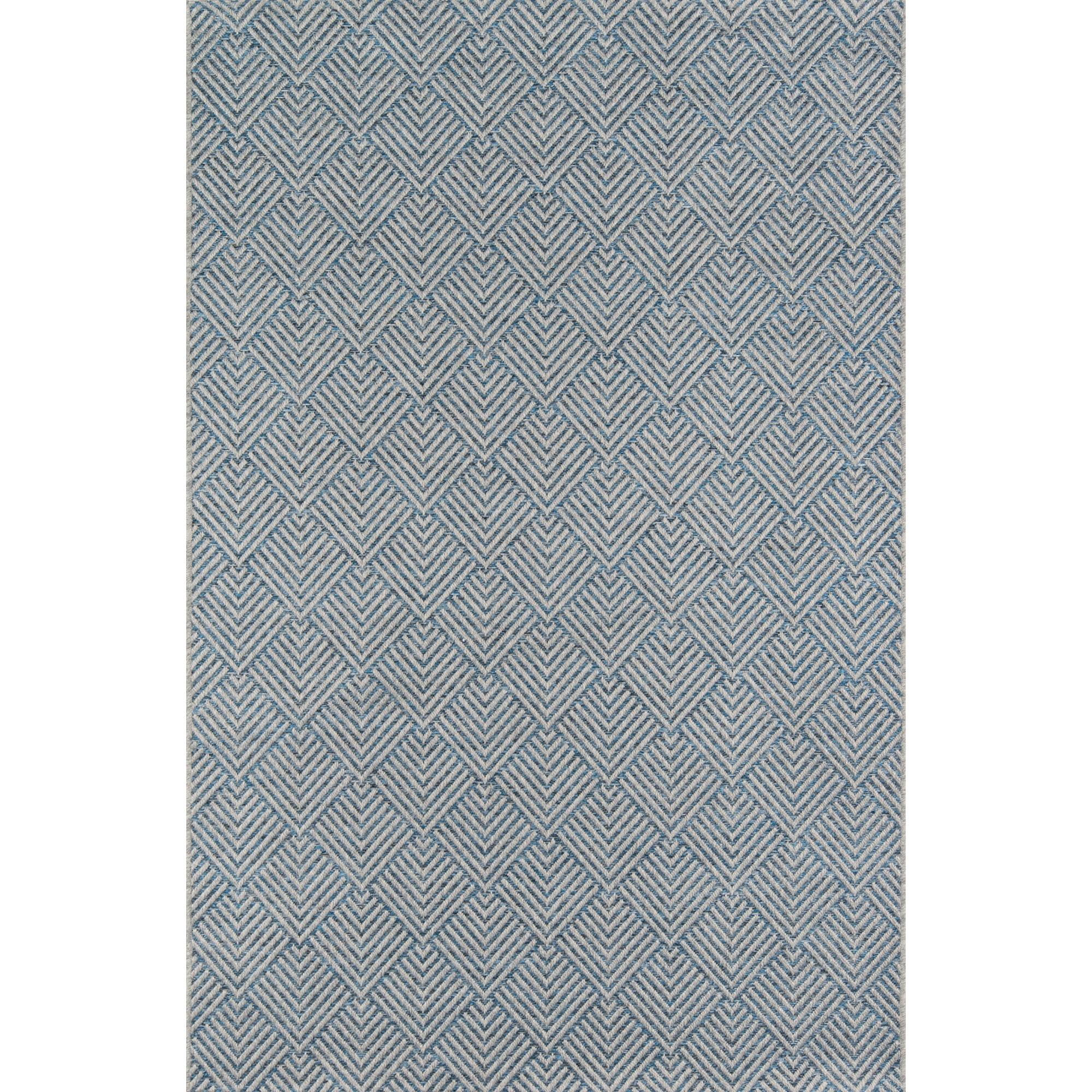 2'x10' Runner Como Bertrand Rug Blue - Momeni: Modern Geometric Indoor/Outdoor Medium Pile, 100% Polypropylene