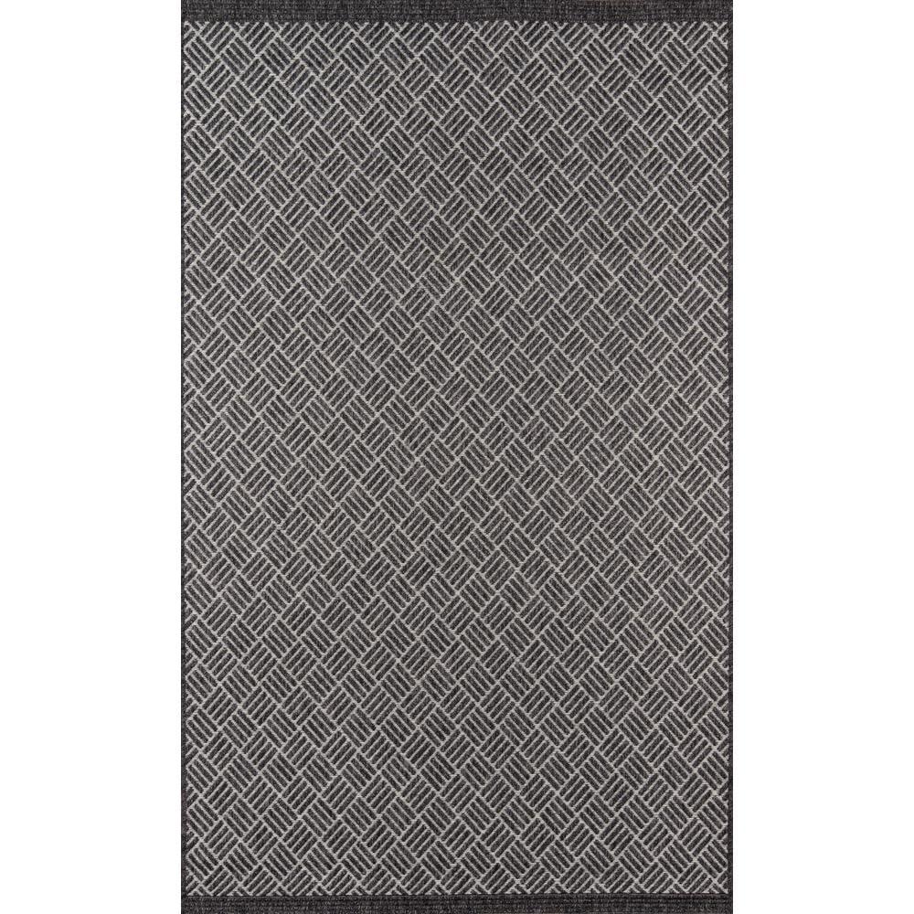 3'11"x5'7" Geometric Loomed Accent Rug Charcoal - Momeni: Contemporary Indoor/Outdoor Low Pile Area Rug