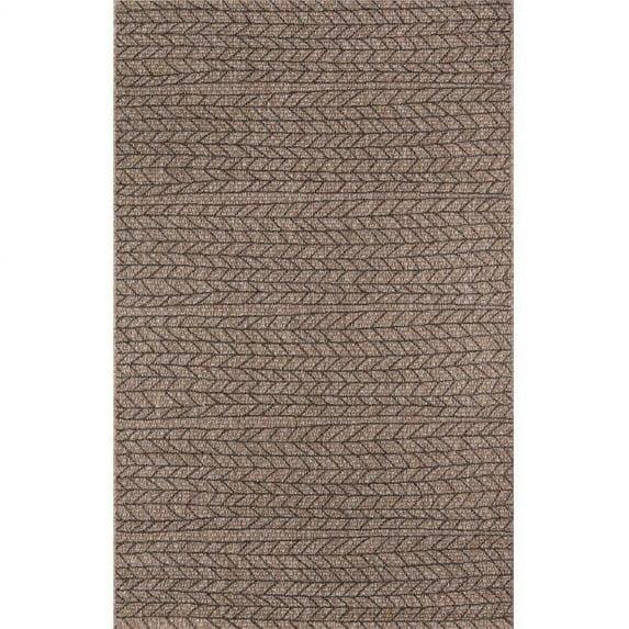 3'11"x5'7" Stripe Loomed Accent Rug Tan - Momeni: Indoor Outdoor Low Pile Entryway Area Rug
