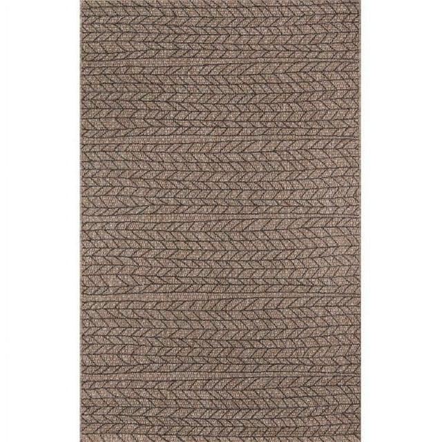 3'11"x5'7" Stripe Loomed Accent Rug Tan - Momeni: Indoor Outdoor Low Pile Entryway Area Rug