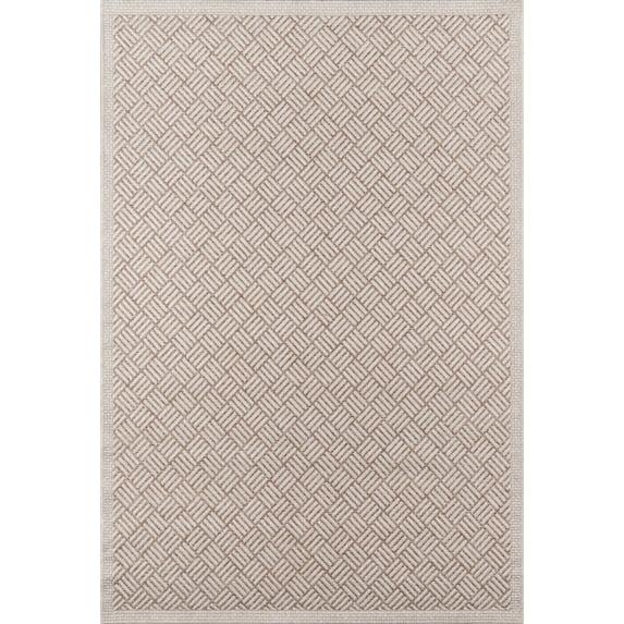5'x7'6" Geometric Loomed Area Rug Tan - Momeni: Contemporary Indoor/Outdoor Low Pile, Machine Made, Polypropylene