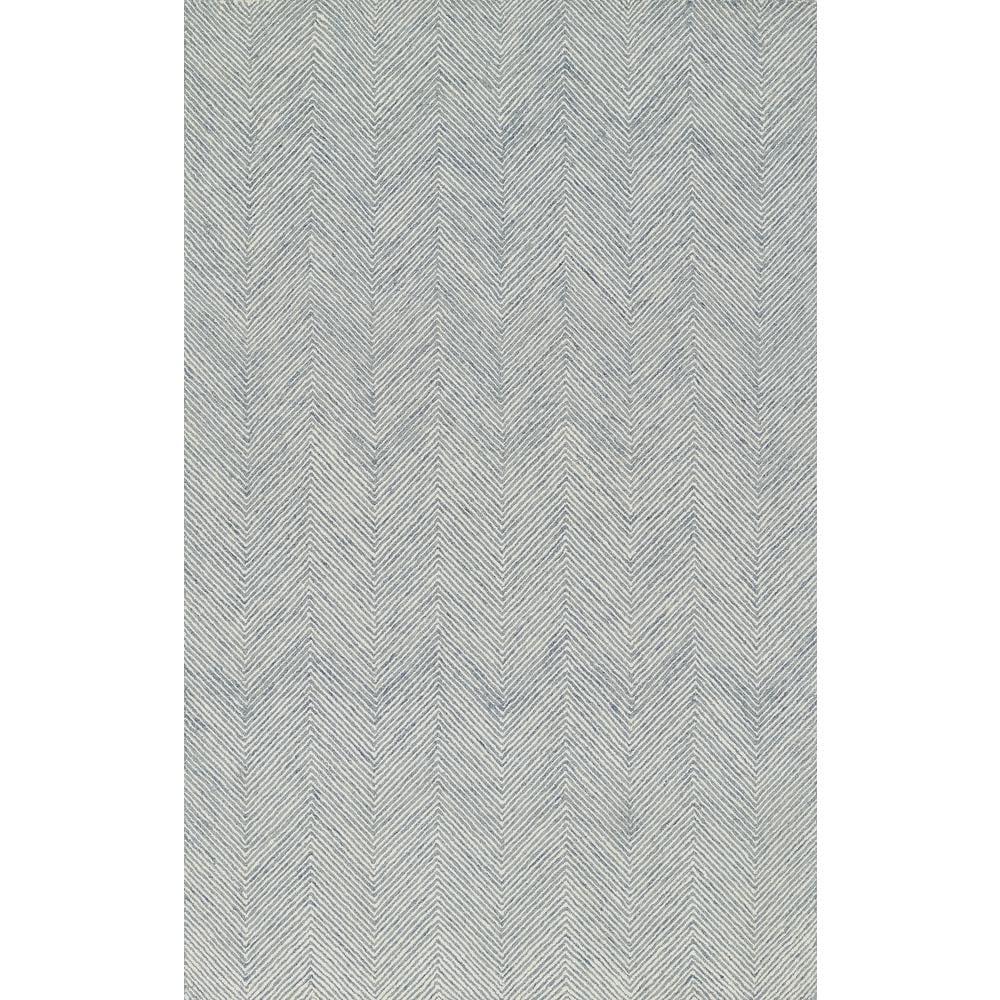 Momeni 2'x3' Charles Zig Zag Handtufted Accent Rug Blue: Wool, Cotton Backing, Indoor, Low Pile, Rectangle, Striped Pattern