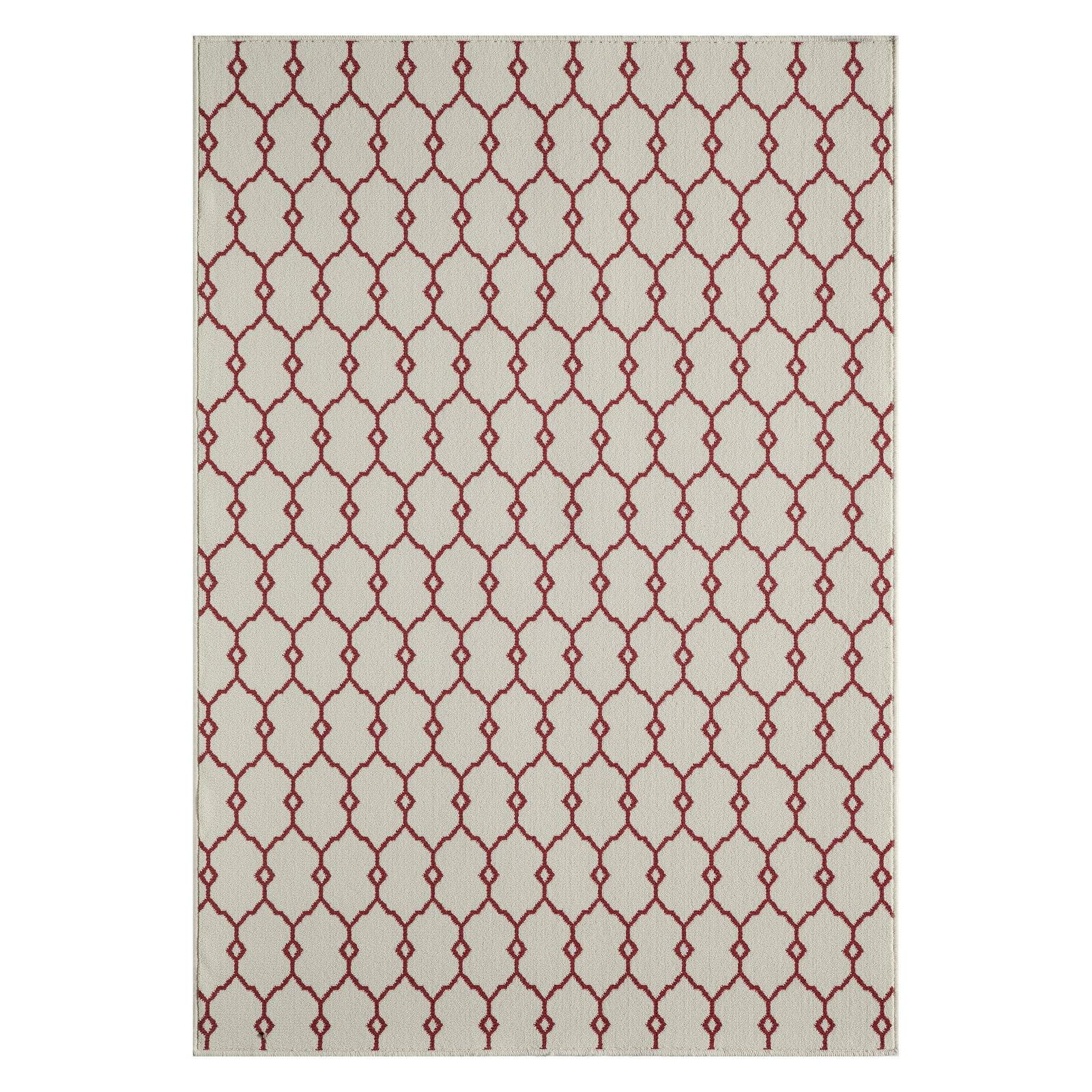 Elegant Ivory Trellis Synthetic Indoor/Outdoor Area Rug, 1'8"x3'7"