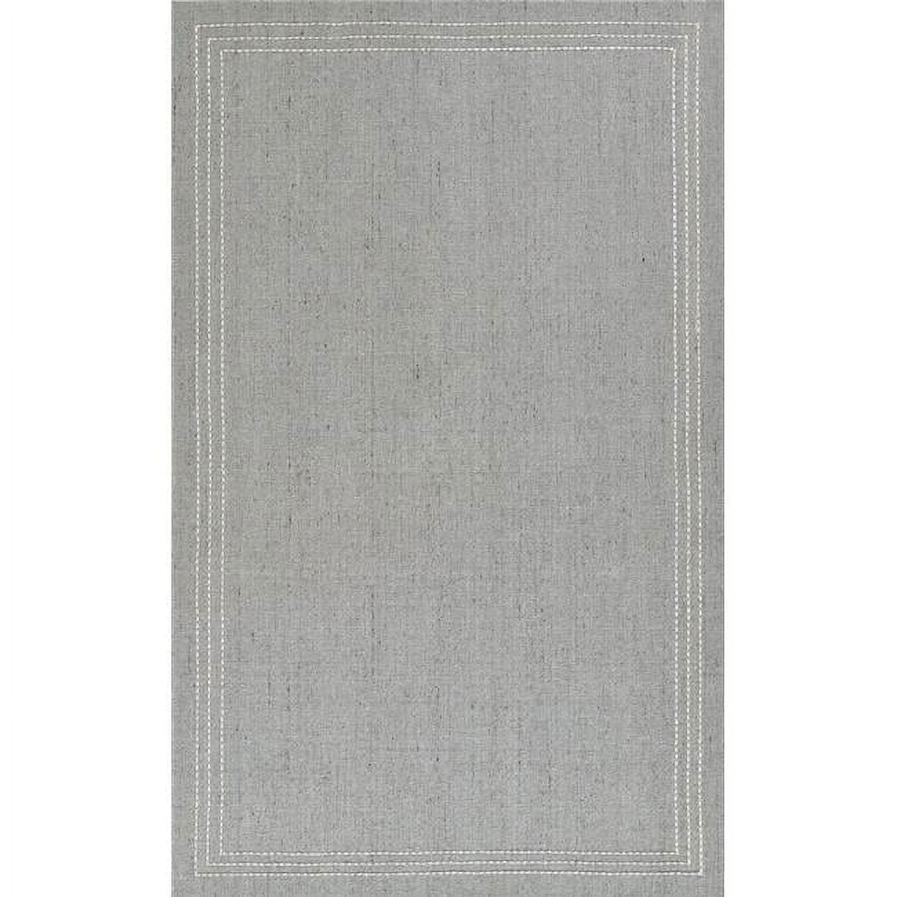 Momeni 3'6"x5'6" Oliver Striped Border Handloomed Area Rug Light Blue: Geometric Wool & Polyester, Low Pile, Indoor Use