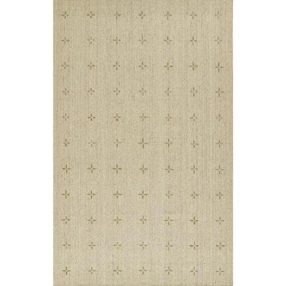Momeni 8'x10' Oliver Cross Handloomed Area Rug Natural: Geometric Wool & Polyester, Low Pile, Handmade Indoor Rug
