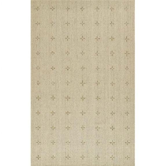 Momeni 9'x12' Oliver Cross Handloomed Area Rug Natural: Geometric Pattern, Wool & Polyester, Low Pile, Indoor Use