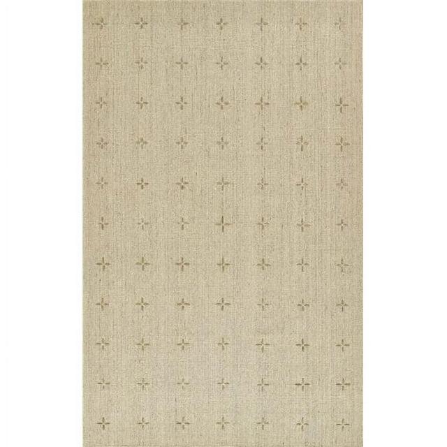 Momeni 9'x12' Oliver Cross Handloomed Area Rug Natural: Geometric Pattern, Wool & Polyester, Low Pile, Indoor Use