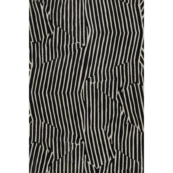 Momeni 2'3"x7'6" Xander Everly Machine Loomed Runner Rug Black: Geometric Pattern, Indoor, Low Pile, Polyester & Polypropylene