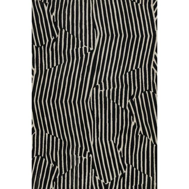 Momeni 2'3"x7'6" Xander Everly Machine Loomed Runner Rug Black: Geometric Pattern, Indoor, Low Pile, Polyester & Polypropylene