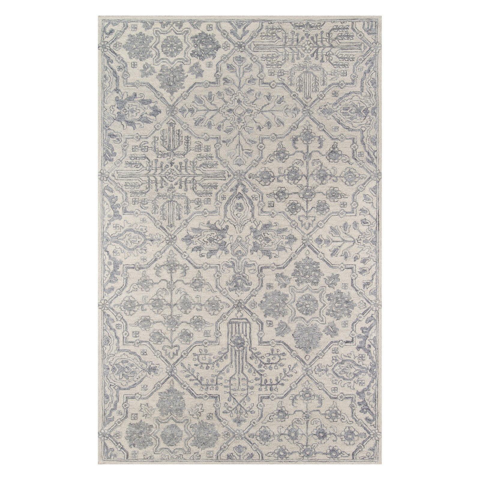 Regal Arabesque 24" Hand-Tufted Grey Wool Rectangular Rug