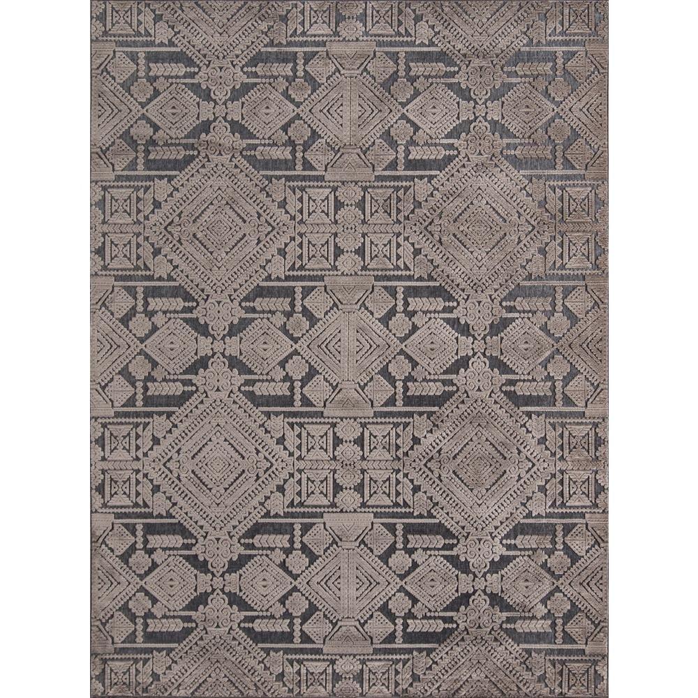 Gray Geometric Chenille 2'x3' Easy Care Accent Rug