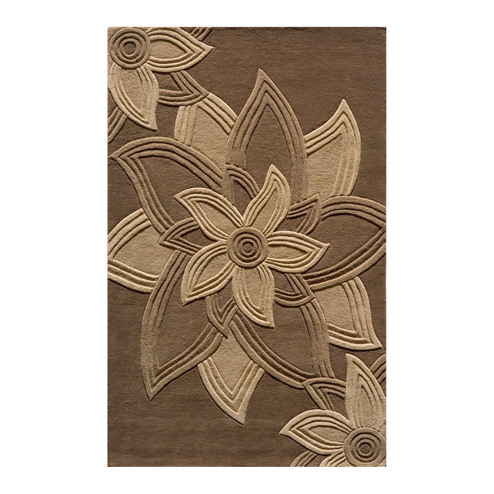 Momeni  Delhi Hand Tufted Wool Floral Area Rug Mocha 3'6" x 5'6" 4' x 6' Indoor, Handmade Rectangle