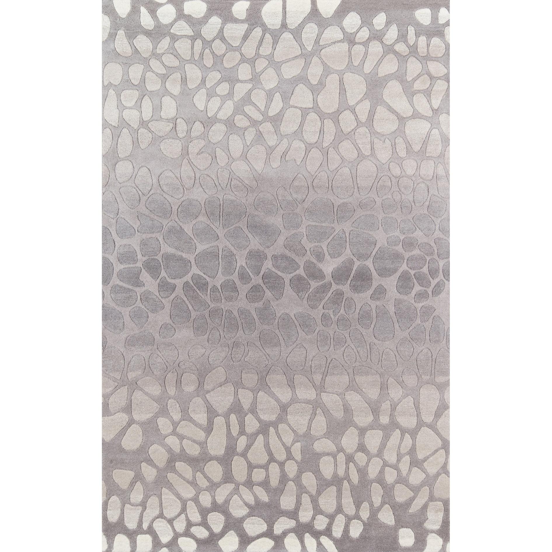 Silver Geometric Hand-Tufted Wool 8' x 10' Area Rug