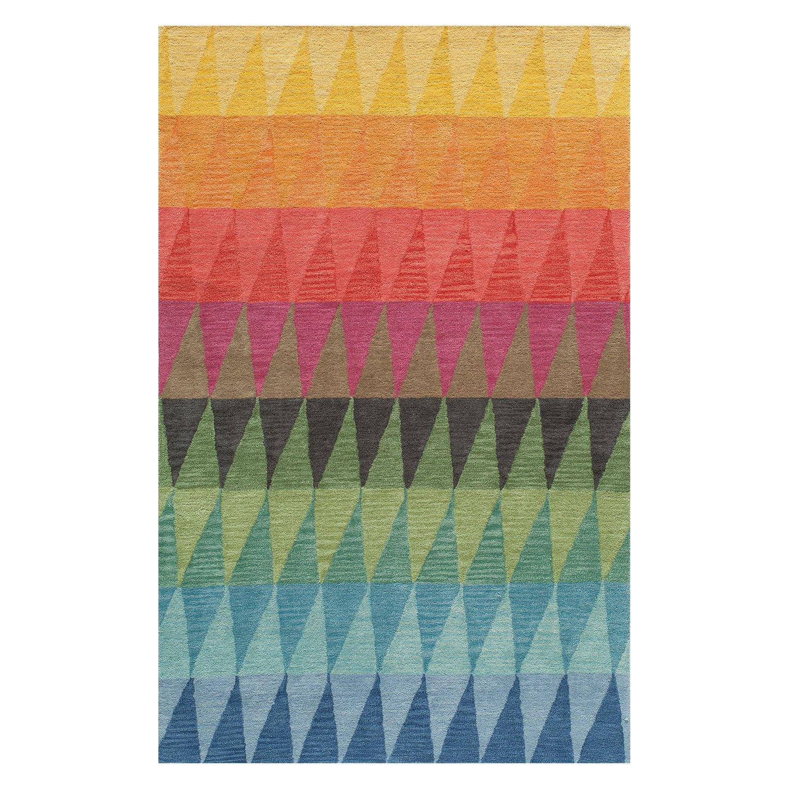 Momeni  Delhi Hand-tufted Wool Geometric Area Rug Multi Red 3'6" x 5'6" 4' x 6' Indoor Living Room Yellow