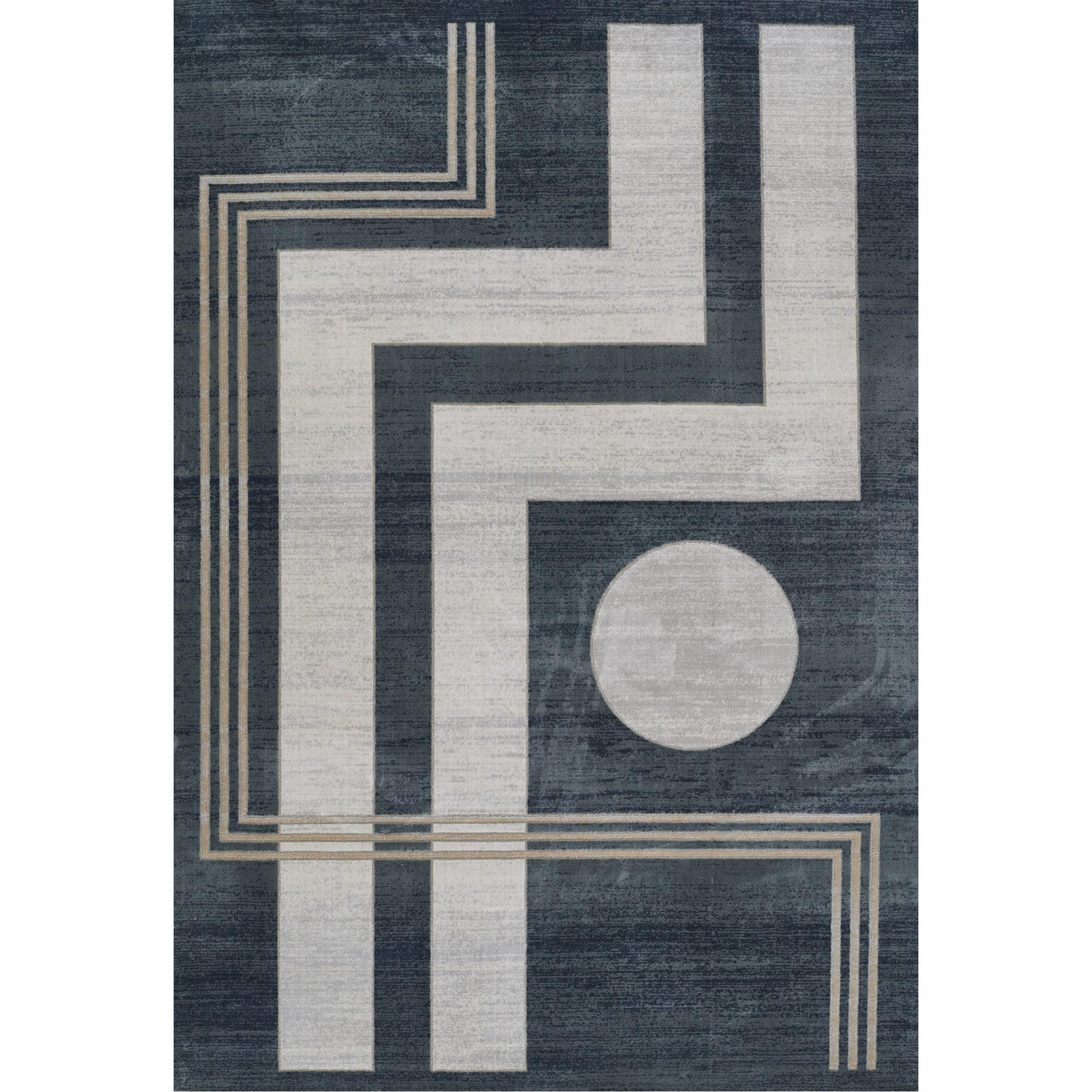 Momeni Edition Geometric Polyester Blue Area Rug 7'9" X 9'10"