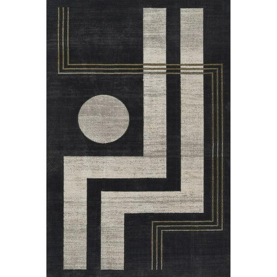 Momeni 2'2"x7'7" Edition Angular Machine Loomed Runner Rug Charcoal Gray: Geometric Polyester Indoor Low Pile Rug