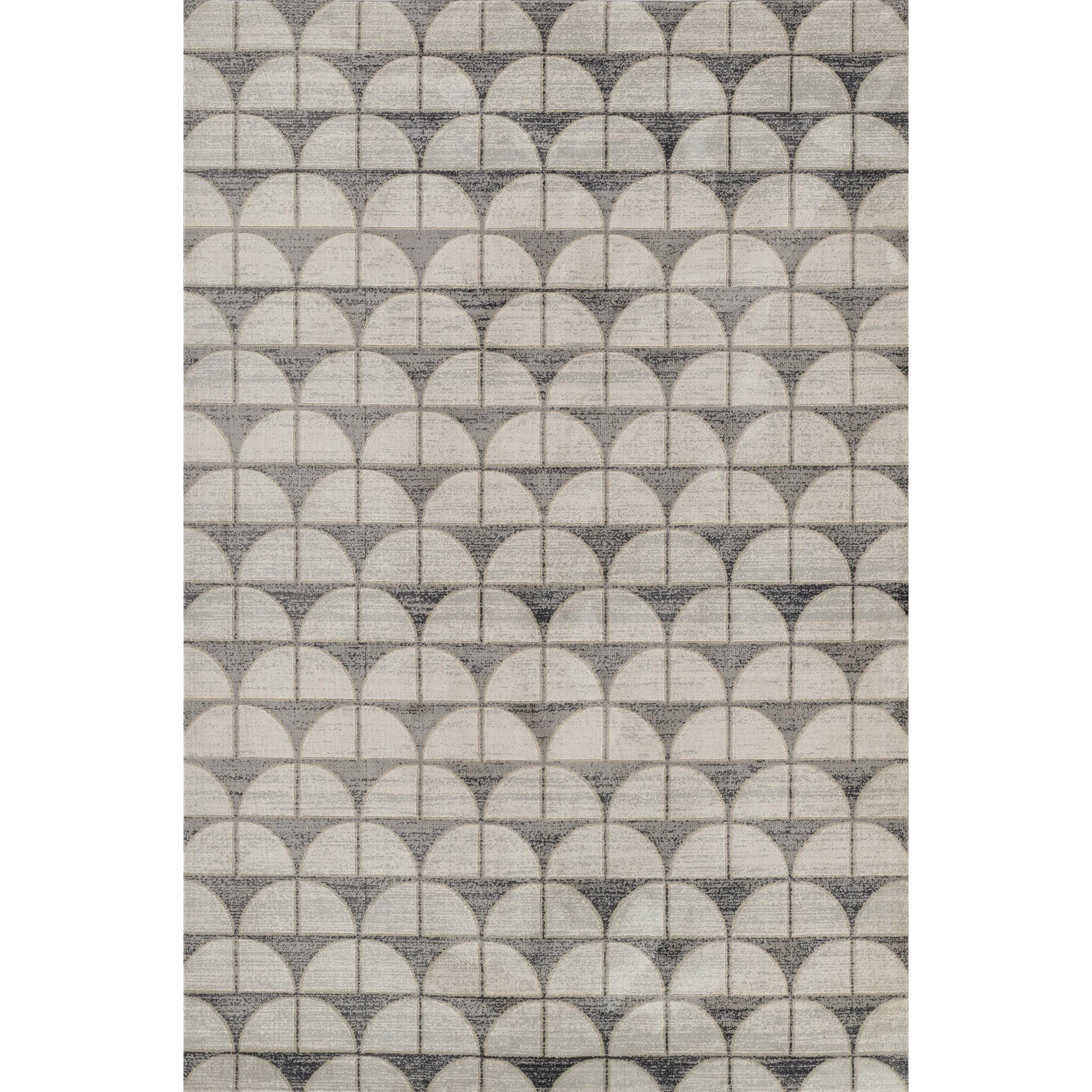 Momeni 5'1"x7'7" Edition Geometric Machine Loomed Area Rug Charcoal Gray: Indoor Low Pile Polyester Rectangle Rug
