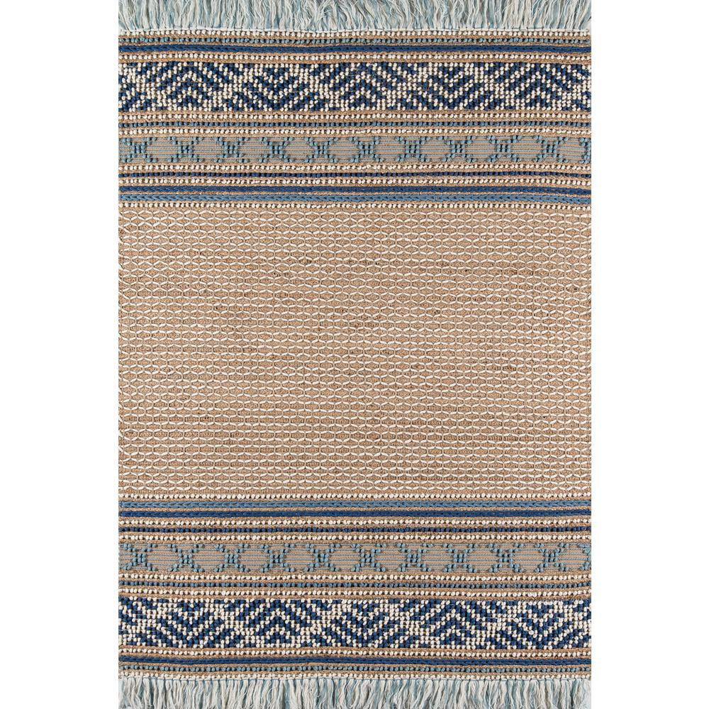 Momeni 5'x7' Esme Joel Striped Handwoven Area Rug Blue: Geometric Pattern, Wool & Jute, Low Pile, Indoor Use