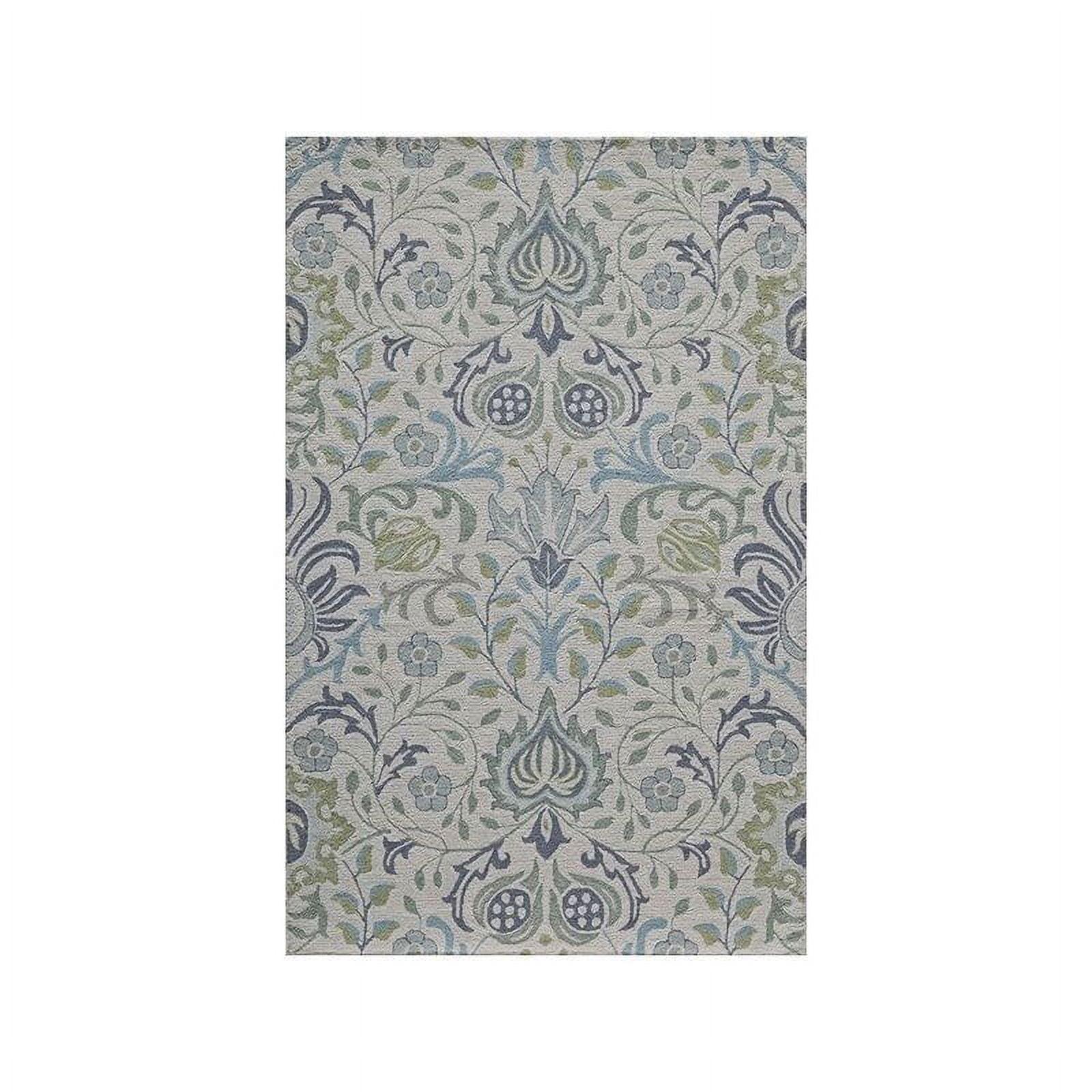 Momeni  Newport Hand Tufted Wool Floral Area Rug Blue 9' x 12' Contains Latex 9' x 12' Indoor, Handmade Living Room, Bedroom, Dining Room Ivory, Blue,