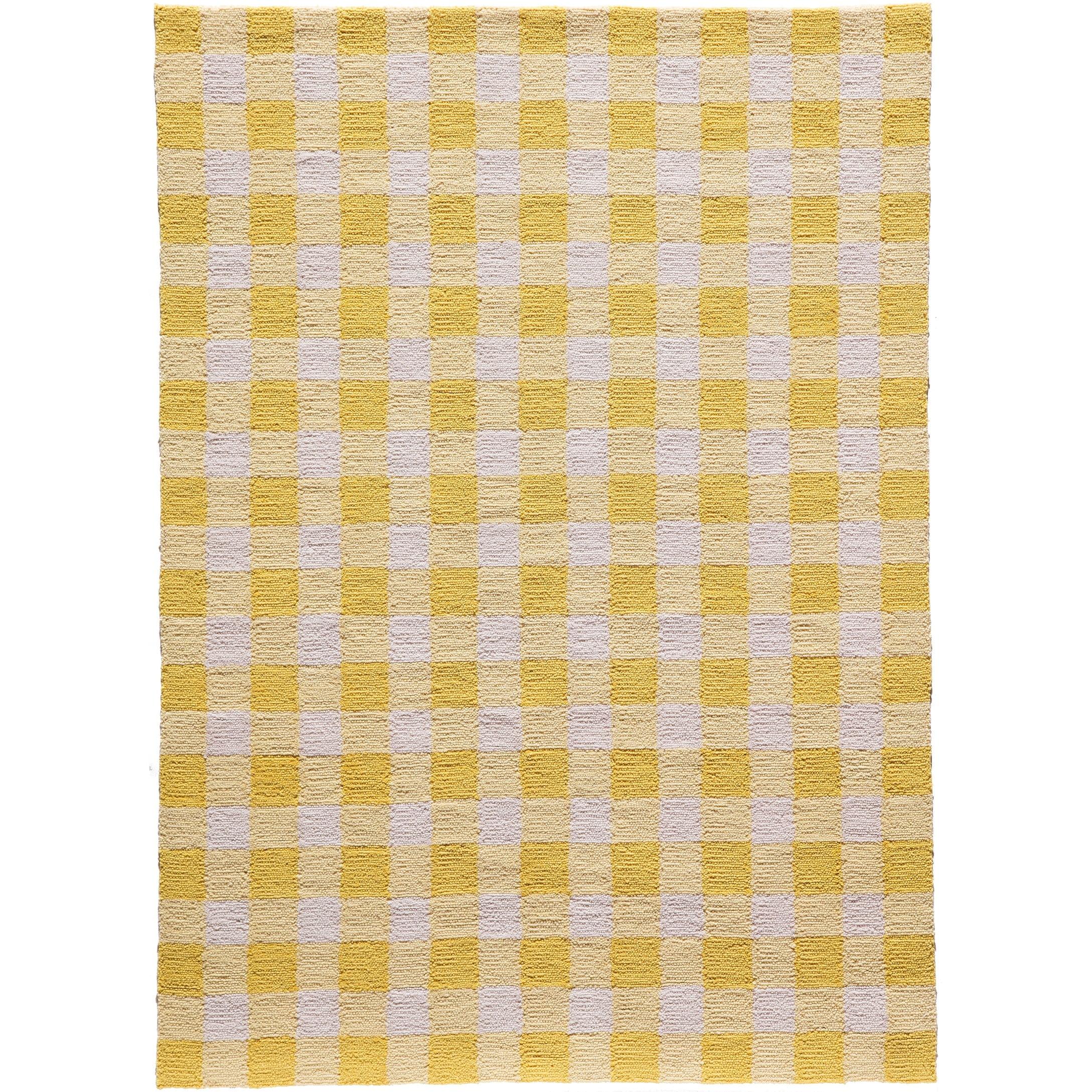 Gingham Rug - Yellow - (2'x3') - Momeni: Handmade Tufted Accent, Low Pile, Indoor Use, Classic Gingham Check Pattern