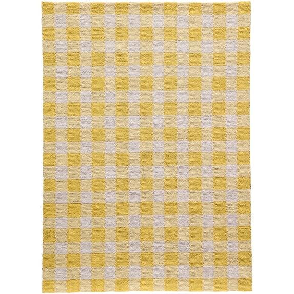 3'6"x5'6" Gingham Rug Yellow - Momeni: Geometric Tufted Indoor Accent, Low Pile, Cotton Backing