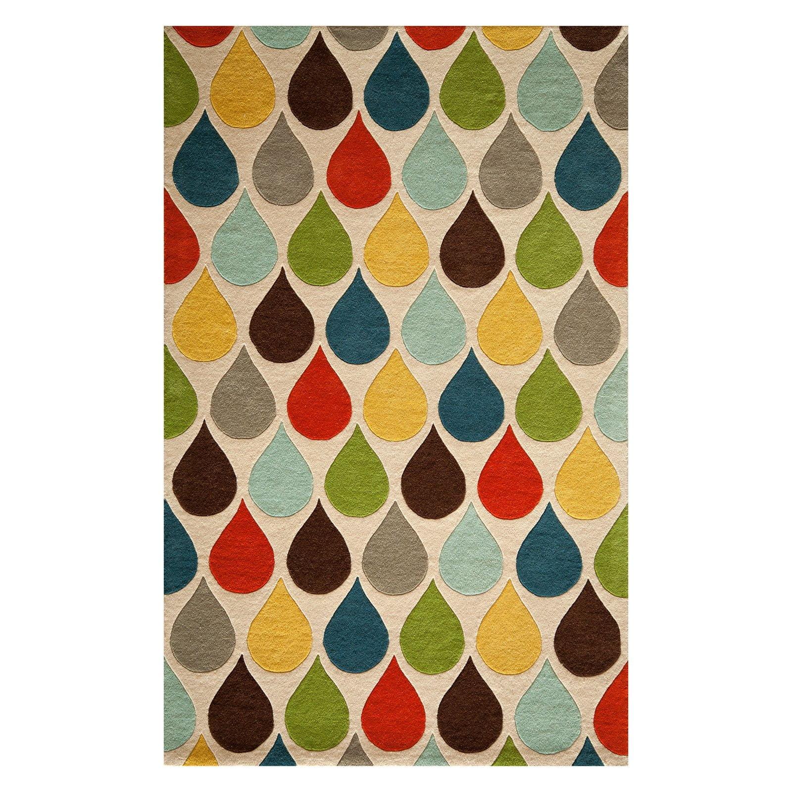 Momeni  Delhi Hand Tufted Wool Contemporary Geometric Area Rug 5' x 8' 5' x 8' Indoor, Handmade Living Room, Bedroom, Dining Room Grey Rectangle