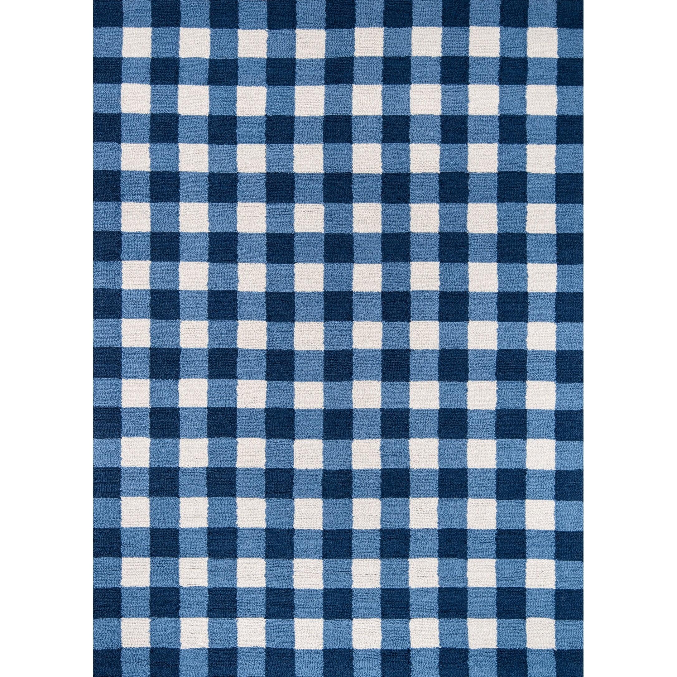 Momeni Geometric Contemporary Area Rugs, Blue/White, 84" x 60"