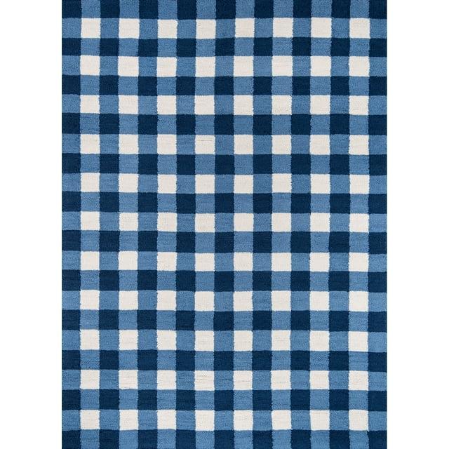 Momeni  Geo Polyester Contemporary Geometric Area Rug Blue 5' x 7' 5' x 8' Indoor,Handmade Living Room,Bedroom,Dining Room Rectangle