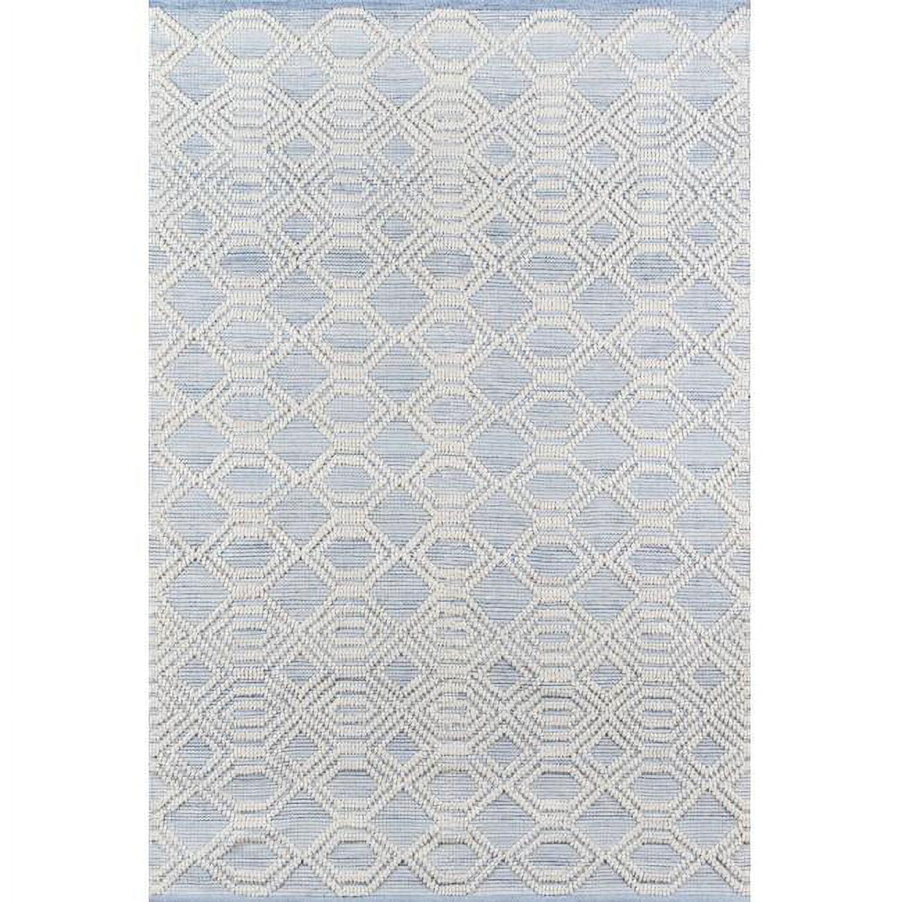 Elliptical Elegance Light Blue Geometric Hand-Tufted Area Rug