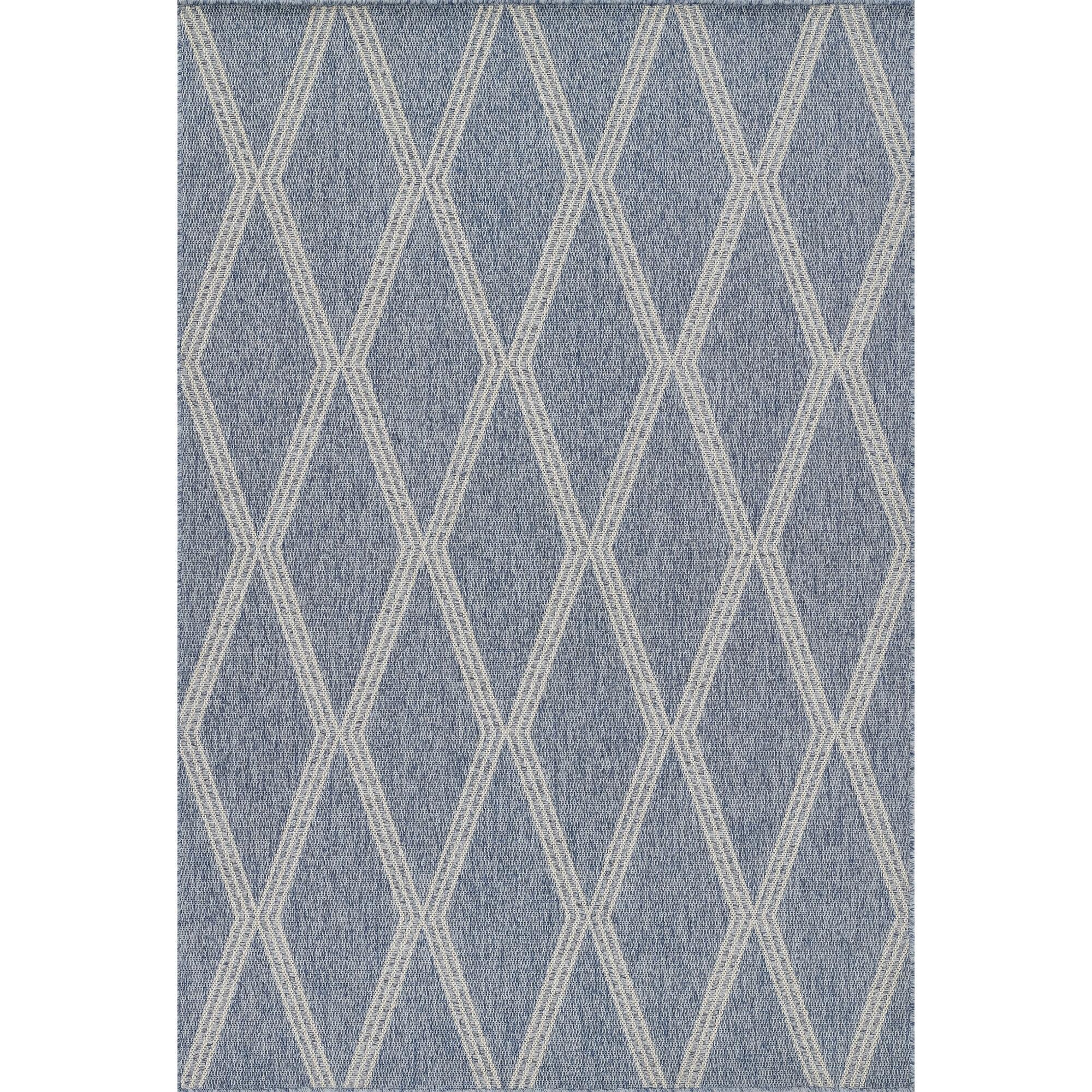 Momeni Hampton Geometric Blue Indoor Outdoor Rug 2'7" X 7'6" Runner