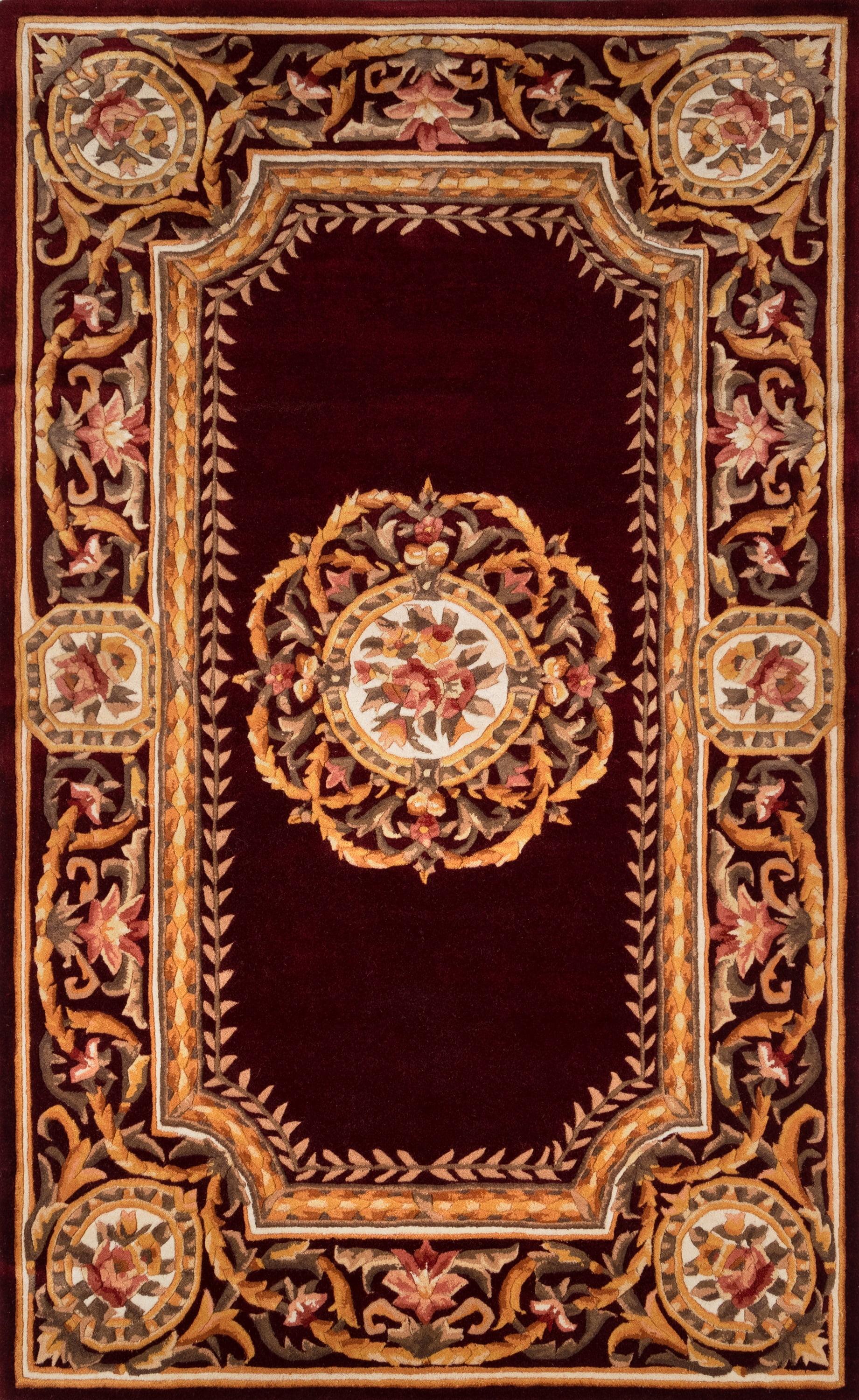 Momeni Harmony India Hand Tufted Wool Transitional Burgundy Area Rug 5' X 8'