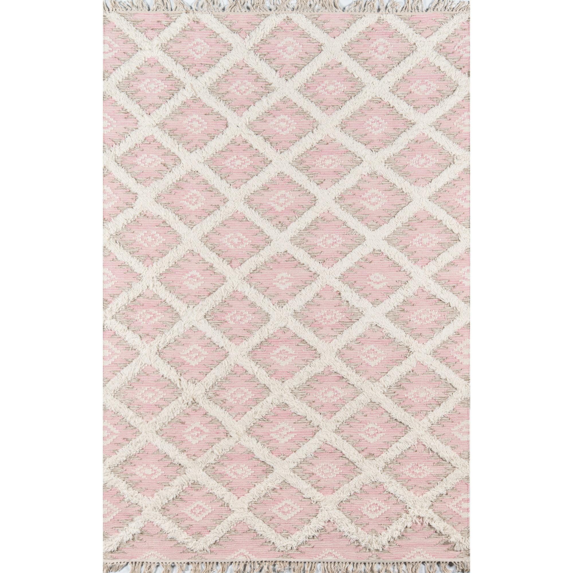 Momeni  Harper Hand-woven Trellis Pattern Wool Contemporary Area Rug Pink 7'6" x 9'6" 8' x 10' Indoor, Handmade