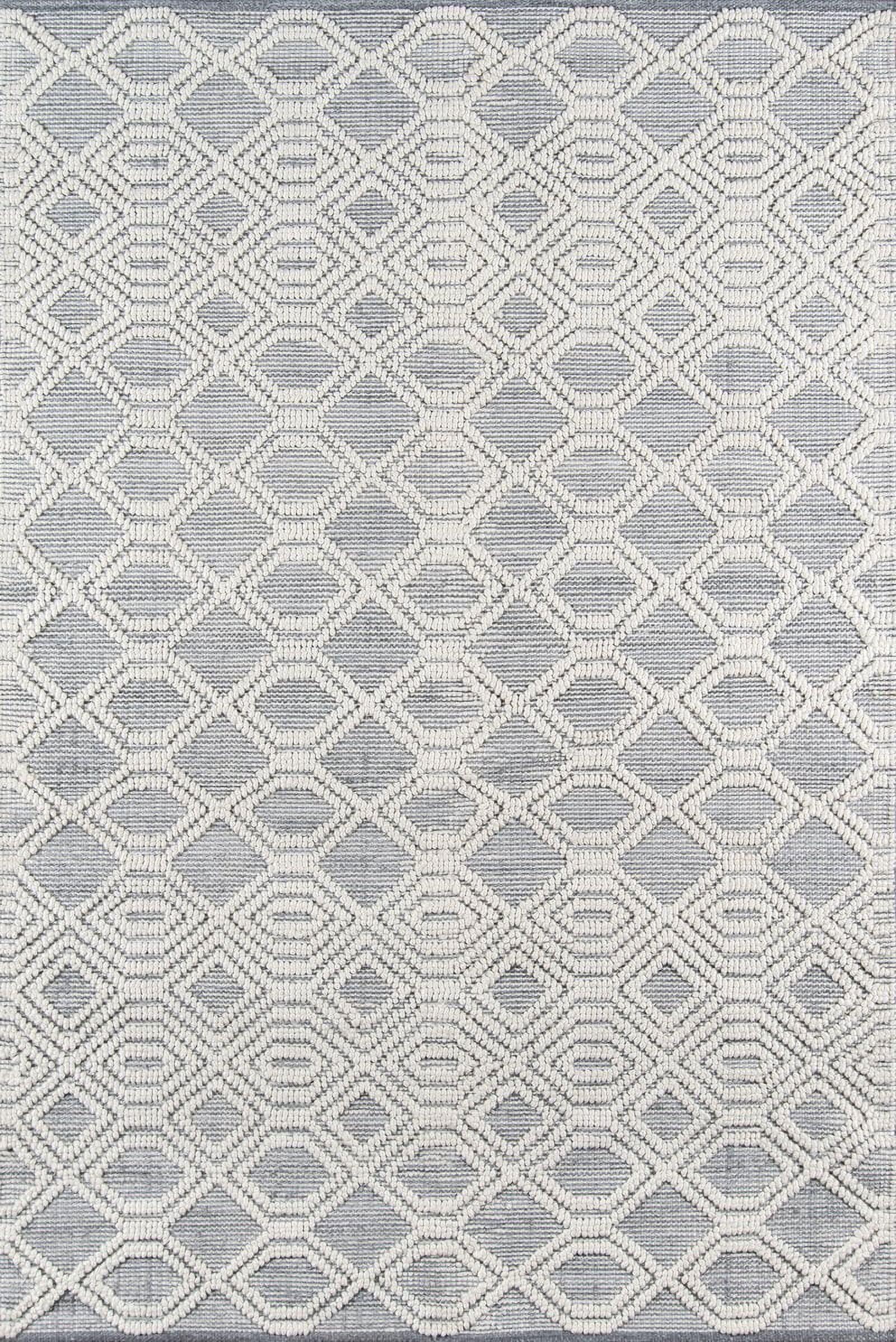 Gray and White Geometric Handwoven Synthetic Area Rug