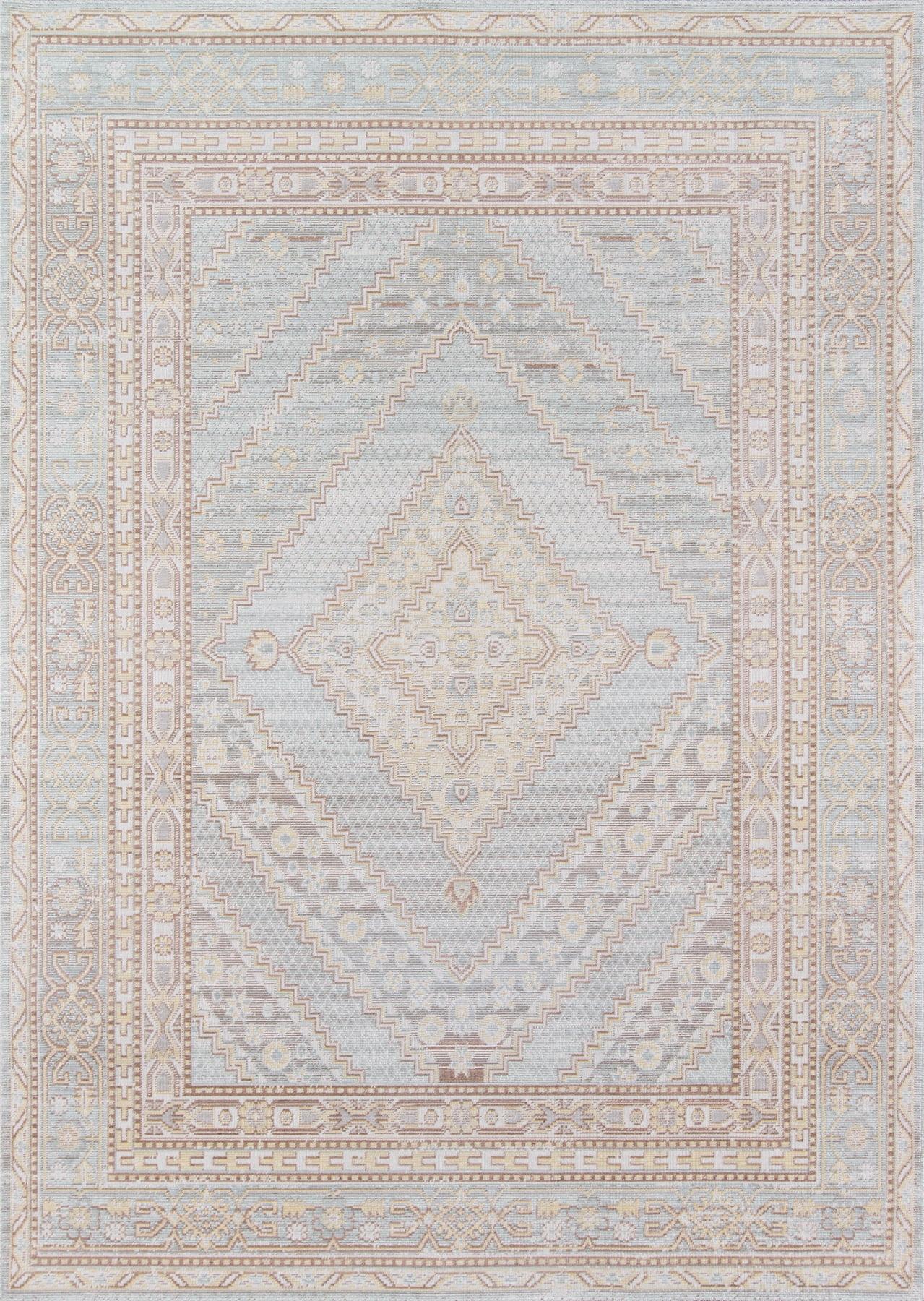 5'3"X7'3" Shapes Geometric Loomed Area Rug Blue - Momeni: Modern Rectangle, Low Pile, Indoor, Polyester