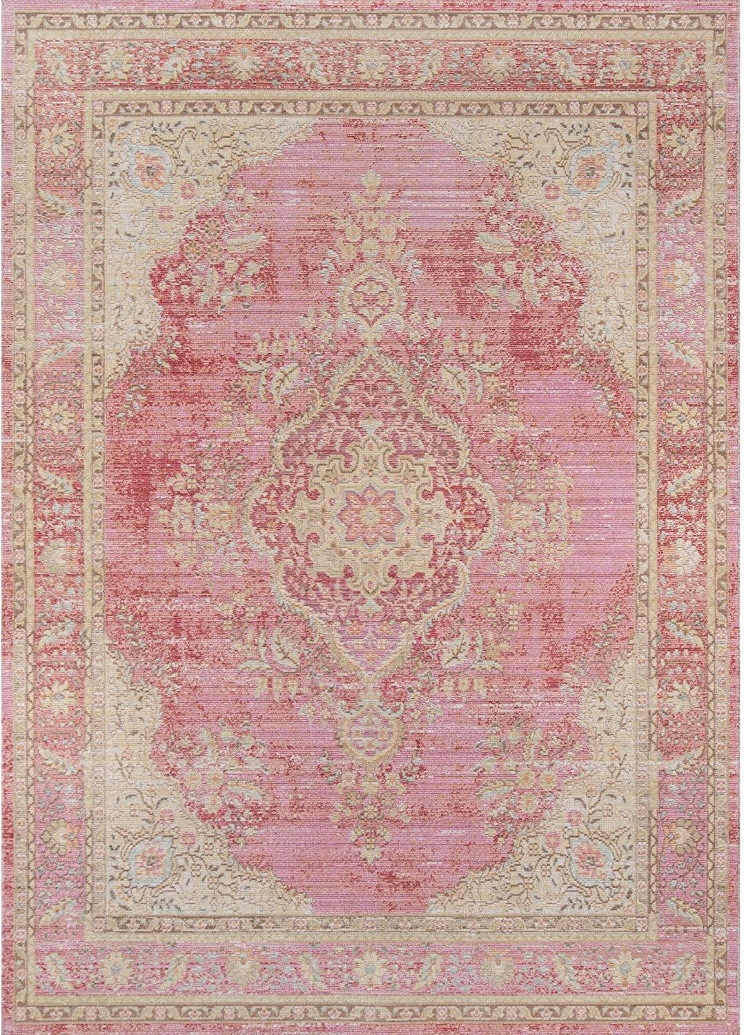 Momeni Isabella Holden Pink 2' X 3' Accent Rug: Modern Medallion, Low Pile, Indoor, Machine Made, Polyester