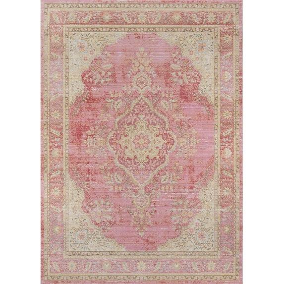 Momeni Isabella Holden Pink 2' X 3' Accent Rug: Modern Medallion, Low Pile, Indoor, Machine Made, Polyester