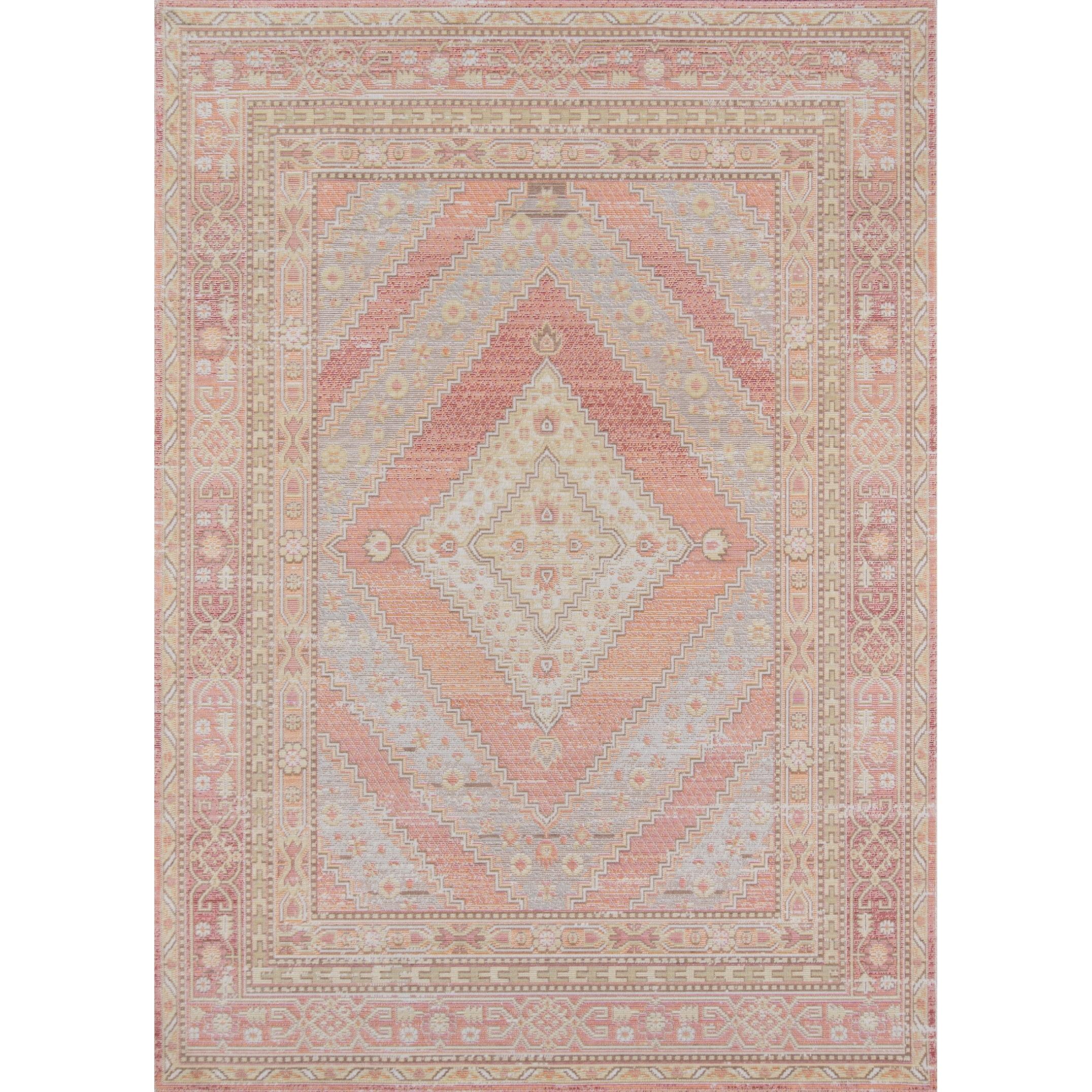 Momeni 5'3"x7'3" Shapes Geometric Loomed Area Rug Pink: Modern Indoor Low Pile Polyester Rectangle Rug