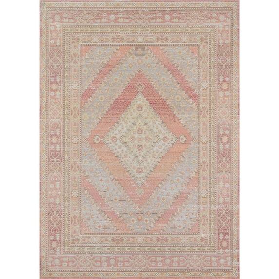 Momeni 9'3"x11'10" Isabella Orla Machine Loomed Area Rug Pink: Classic Medallion Pattern, Low Pile, Indoor Use