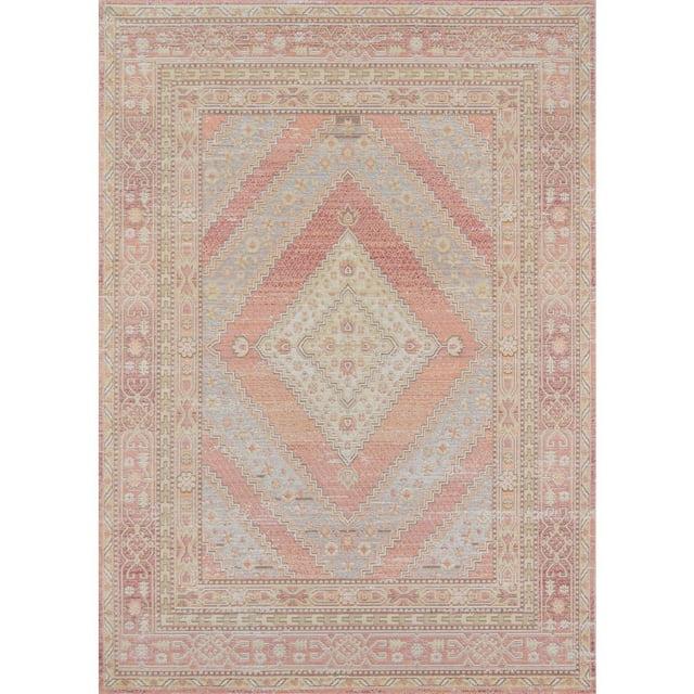 Momeni 9'3"x11'10" Isabella Orla Machine Loomed Area Rug Pink: Classic Medallion Pattern, Low Pile, Indoor Use