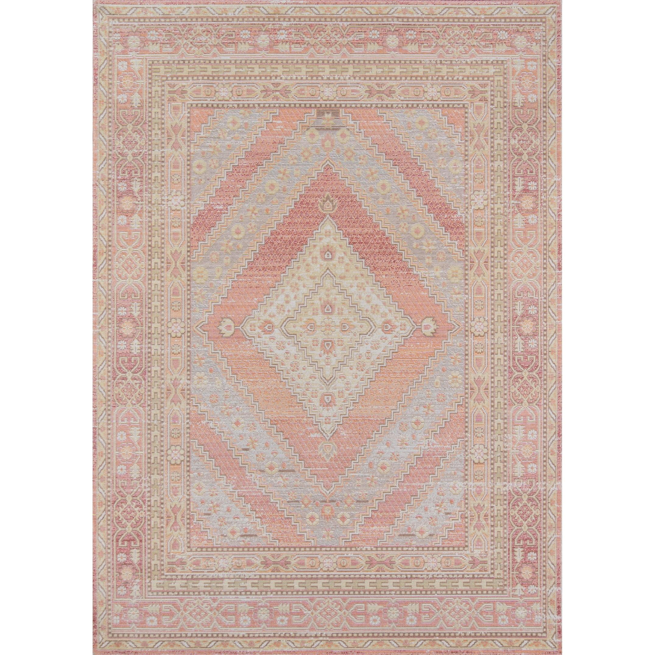 4'x6' Shapes Geometric Loomed Area Rug Pink - Momeni: Modern Low Pile Polyester, Indoor Rectangle, Spot Clean Recommended