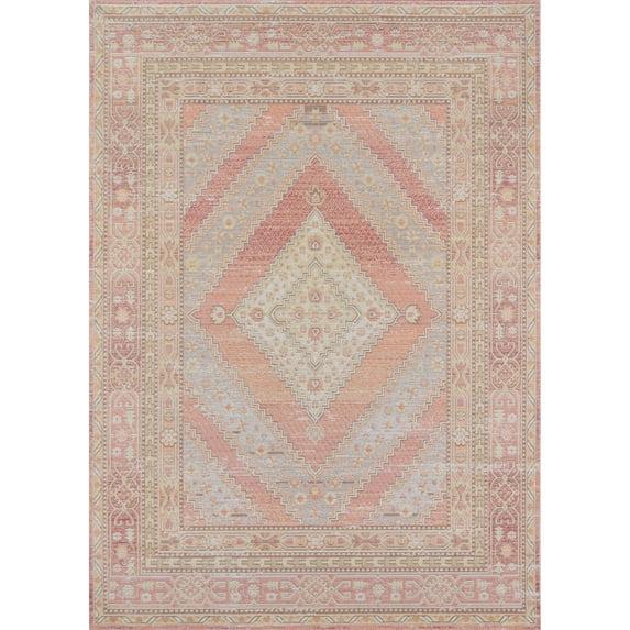 4'x6' Shapes Geometric Loomed Area Rug Pink - Momeni: Modern Low Pile Polyester, Indoor Rectangle, Spot Clean Recommended