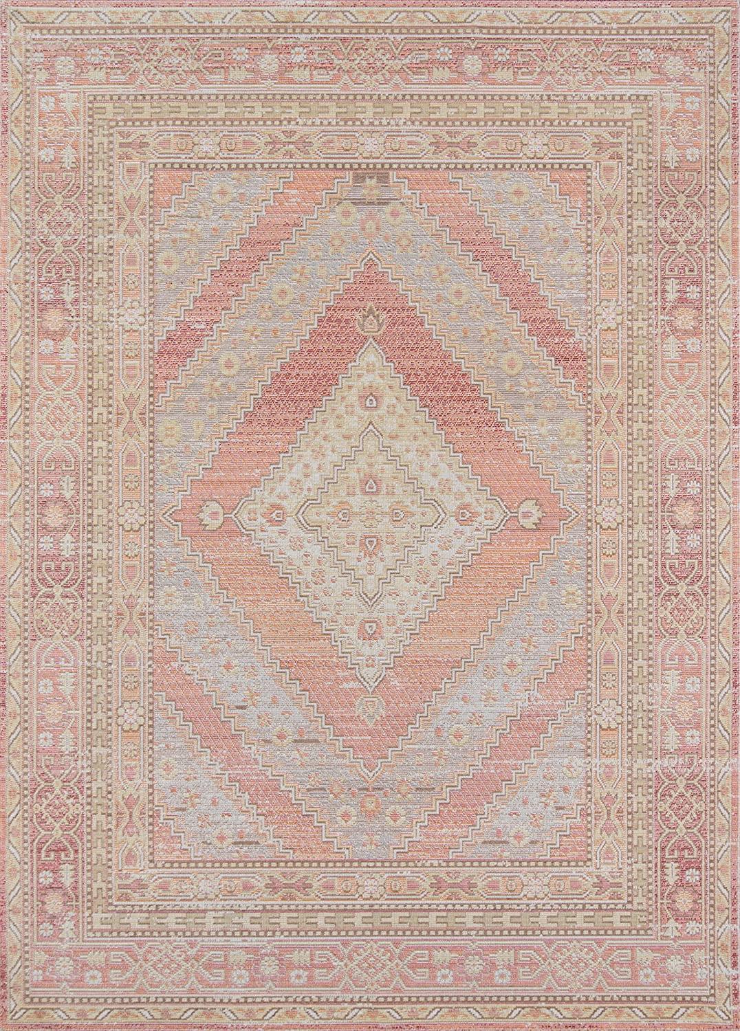 Elegant Pastel Pink Braided Synthetic Rectangular Rug