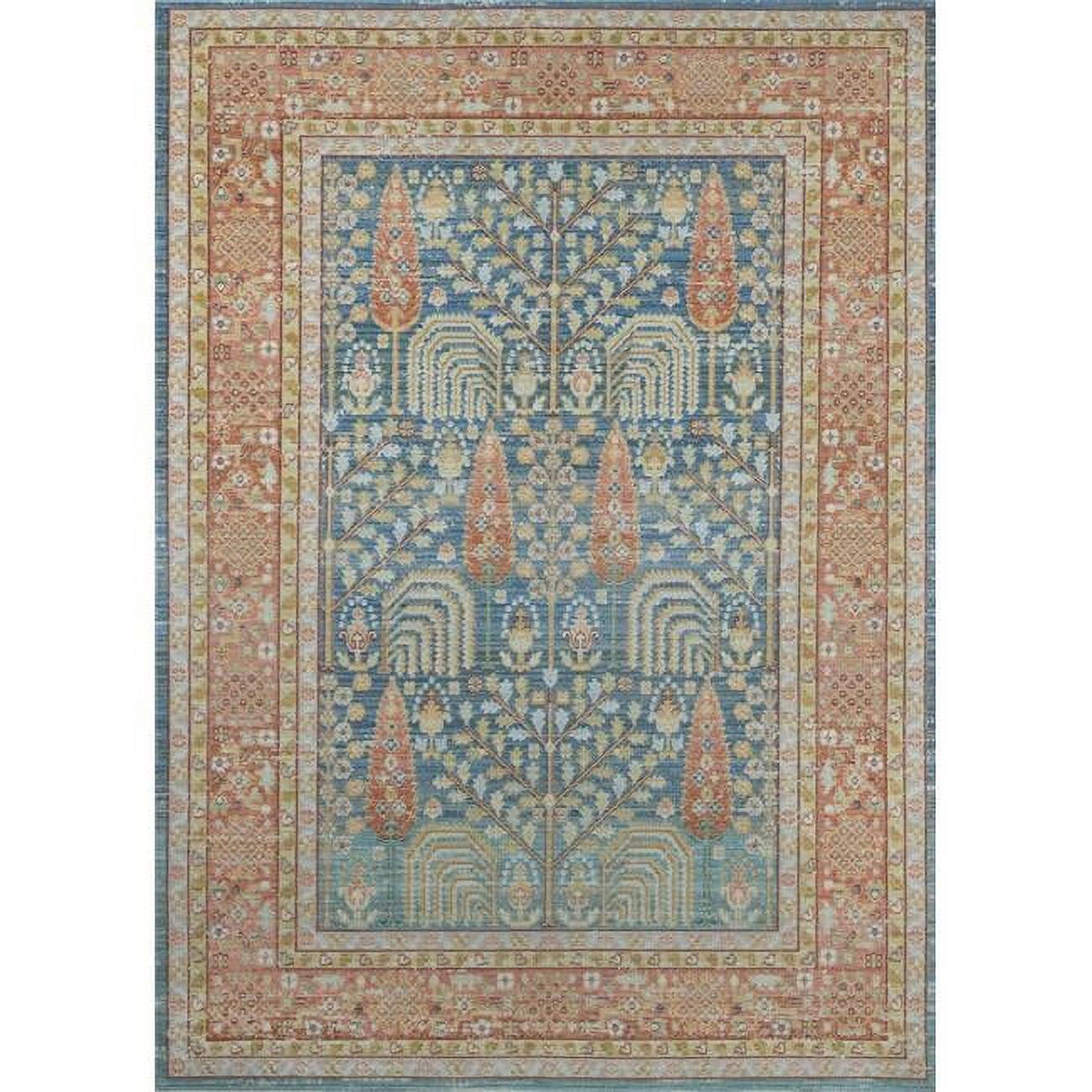 Momeni 5'3"x7'3" Isabella Arely Machine Loomed Area Rug Blue: Classic Medallion Pattern, Low Pile, Indoor Use