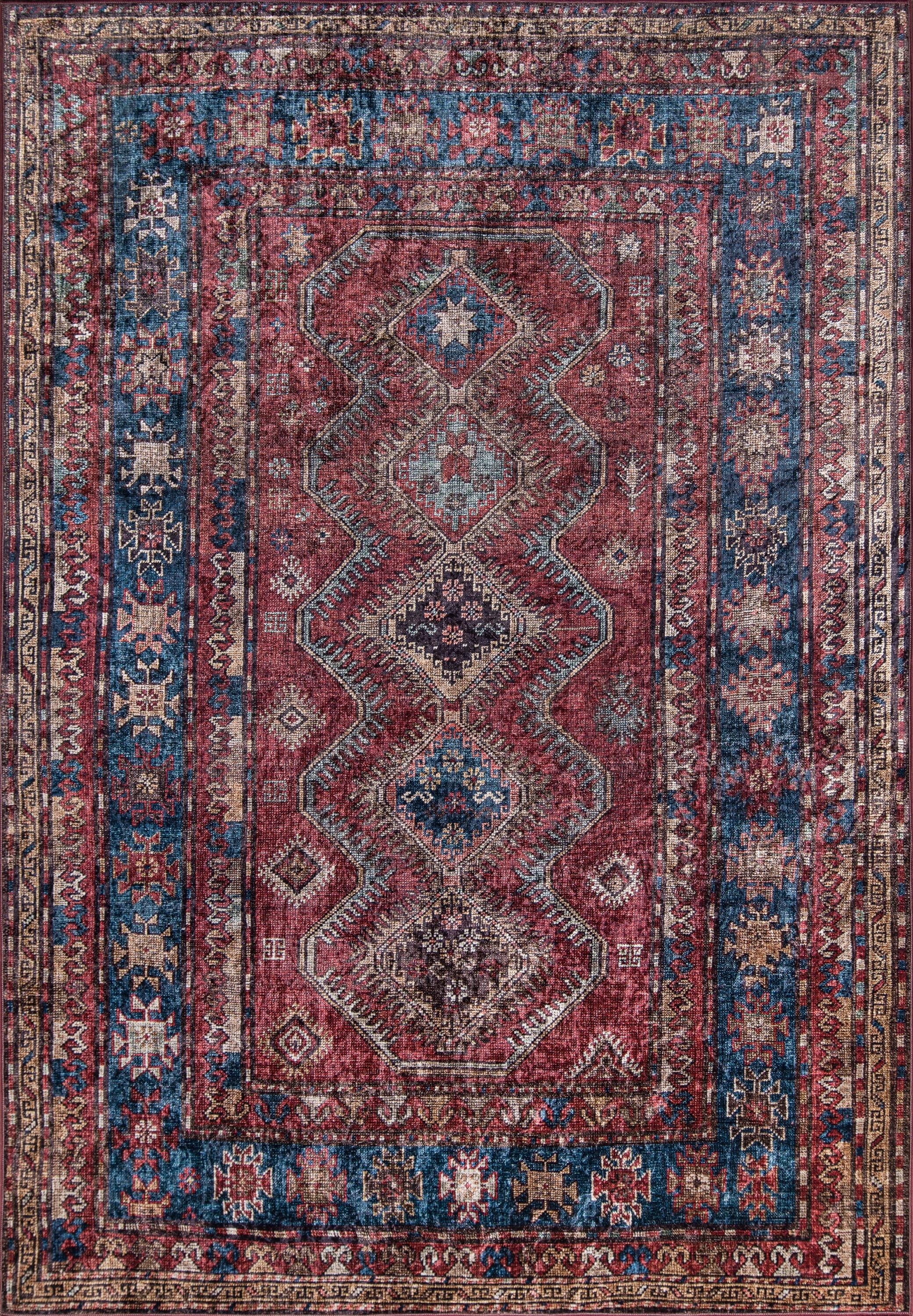 Momeni Karachi Polyester Traditional Burgundy Area Rug 8' X 10'