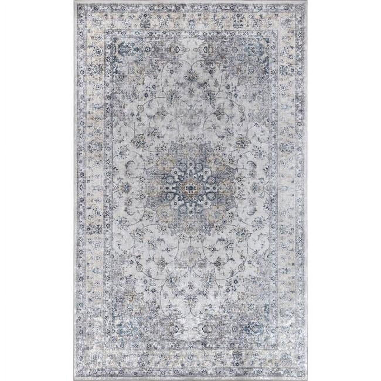 Momeni 2'x3' Karachi Talia Accent Rug Gray: Geometric Bohemian Indoor Area Rug with Rubber Backing